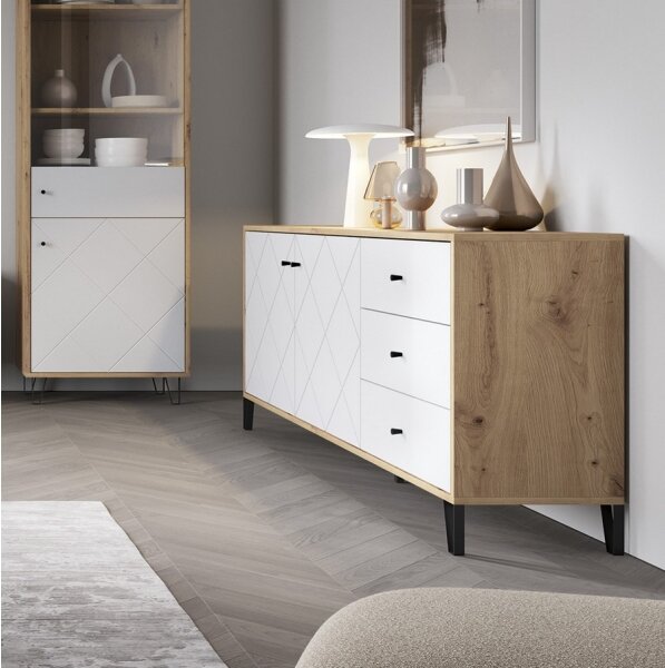 Komoda SULA 183x75x40 cm dub artisan/bílá