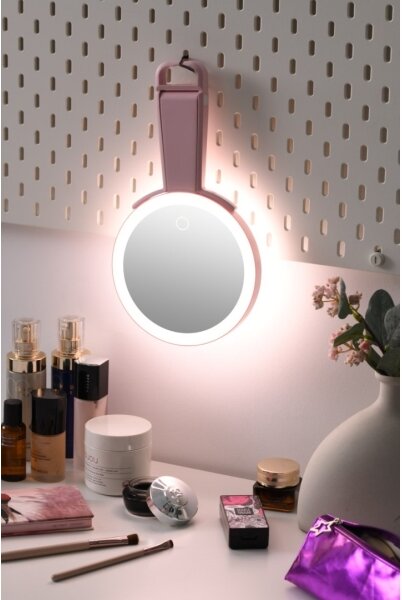 Immax 09102L - LED+CCT Stmívatelné kosmetické zrcátko SWEET LED/3W/5V růžová