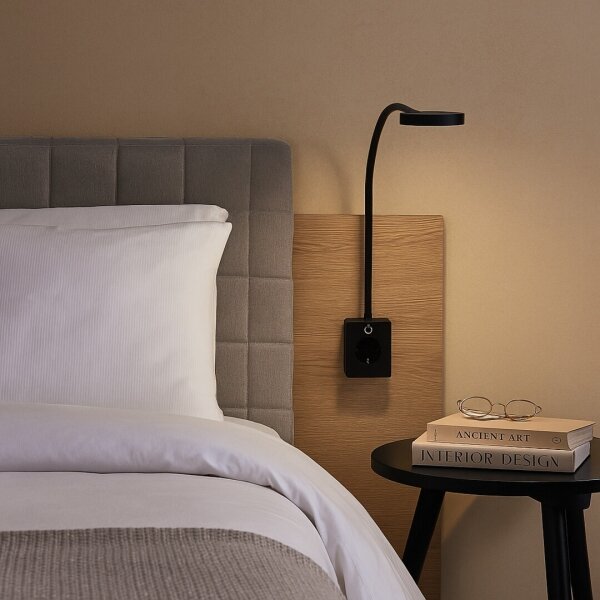 Rabalux 71283 - LED Stmív. nástěnná lampa TIVRO E 4W/230V s USB do zásuvky černá