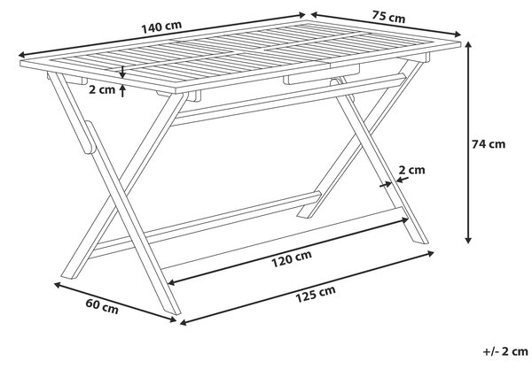 Zahradní jídelní stůl CENTO 140 cm 75 cm Akáciové dřevo Hnědá