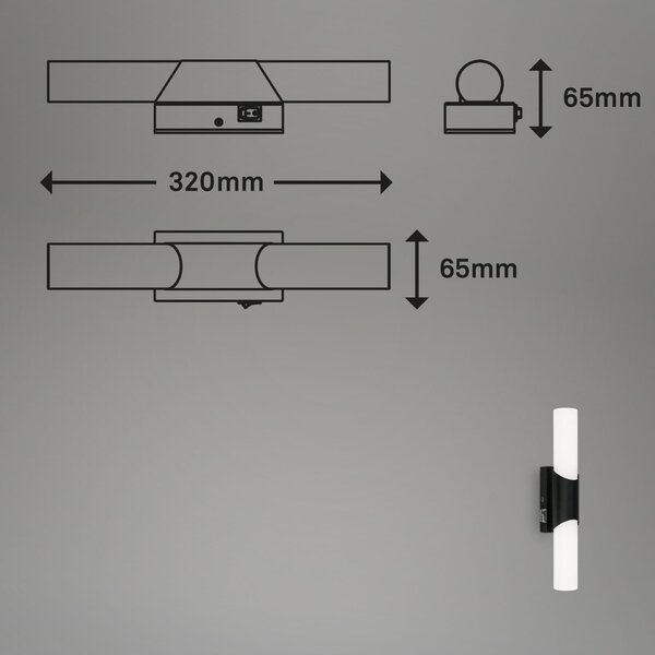 BRILONER LED nástěnné svítidlo 32 cm 6,5W 700lm černá BRI 2111-015 VÝPRODEJ VZORKU