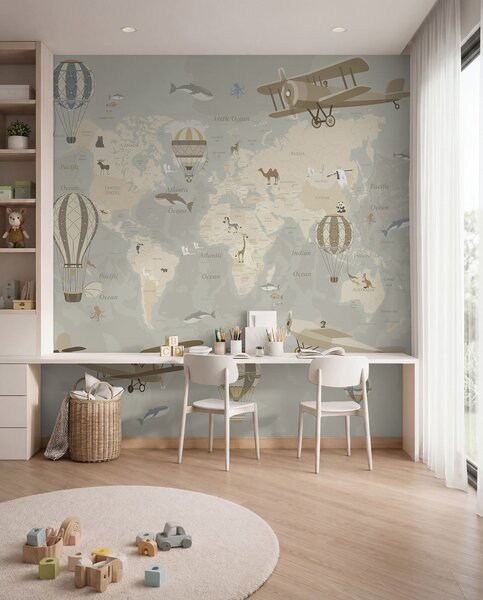 Fototapety Mapa s obrázky, Fototapety dětské, u36066d1 : uwalls.cz