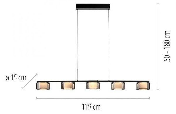 Paul Neuhaus Závěsné LED svítidlo RIKA, 42W, d. 119 cm, 3000K stmívatelné