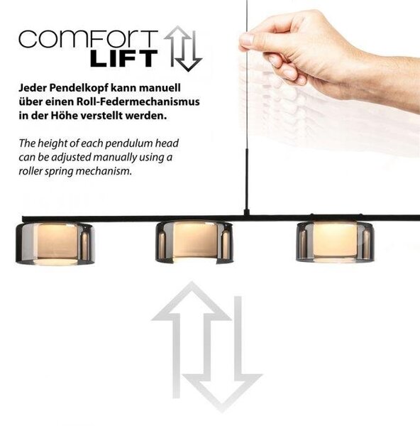 Paul Neuhaus Závěsné LED svítidlo RIKA, 42W, d. 119 cm, 3000K stmívatelné