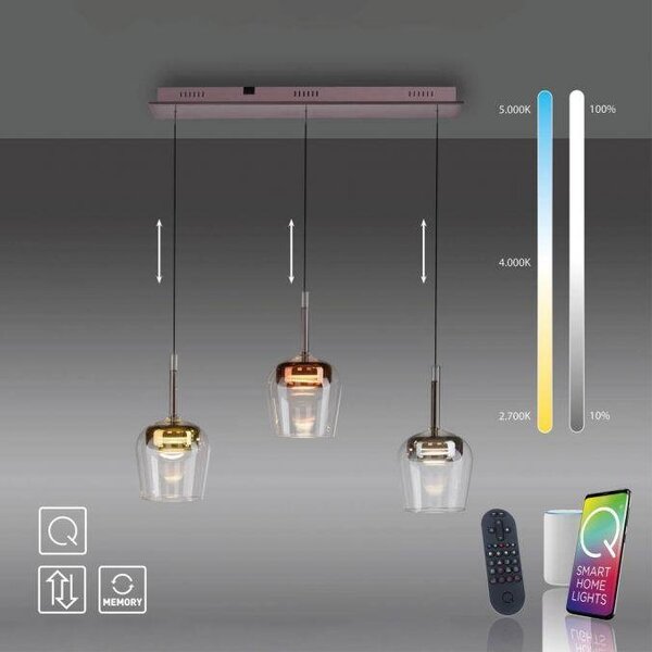 Paul Neuhaus Závěsné LED svítidlo Q-KON, 30W, d. 93 cm, 2700-5000K, Smart Home