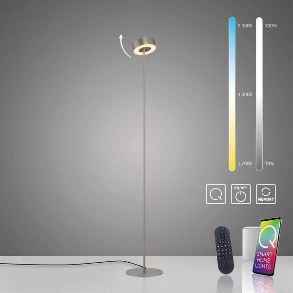 Paul Neuhaus Stojací LED lampa Q-ROTATE, 12W, v. 140 cm, Smart Home 2700-5000K Barva: Hnědá
