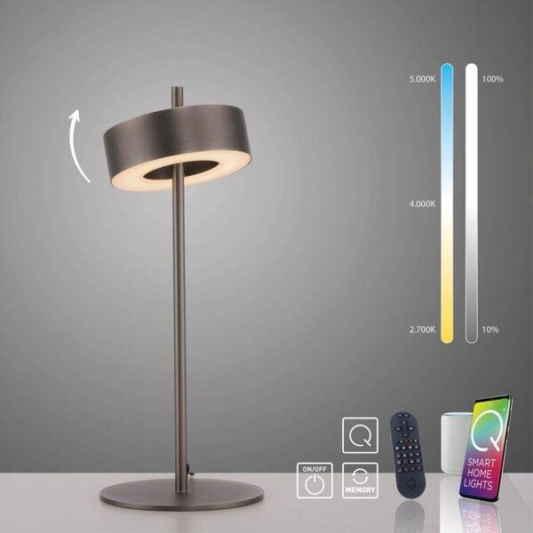 Paul Neuhaus Stolní LED lampa Q-ROTATE, 12W, v. 40 cm, ZigBee 2700-5000K Barva: Hnědá