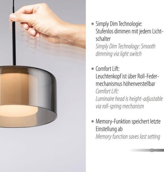 Paul Neuhaus Závěsné LED svítidlo RIKA, 6W, 15x15 cm, 3000K stmívatelné