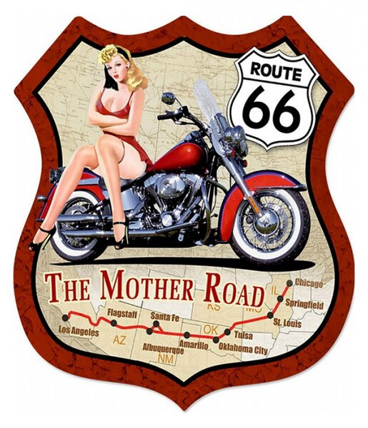 Nástěnná kovová cedule Route 66 – 30x1x35 cm