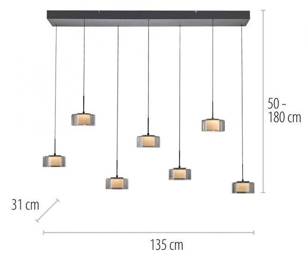 Paul Neuhaus Závěsné LED svítidlo RIKA, 61W, d. 135 cm, 3000K stmívatelné
