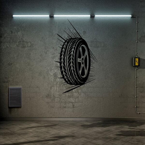 Živá Zeď Samolepka Závodní pneumatika Barva: černá