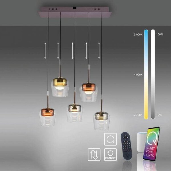 Paul Neuhaus Závěsné LED svítidlo Q-KON, 34W, ø 65 cm, 2700-5000K, Smart Home