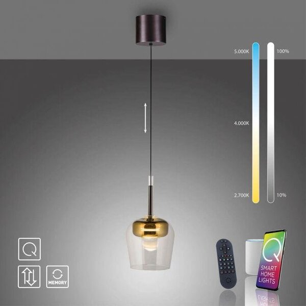 Paul Neuhaus Závěsné LED svítidlo Q-KON, 11W, ø 21 cm, 2700-5000K, Smart Home Barva: Stříbrná