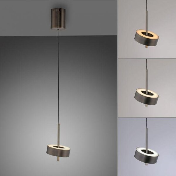 Paul Neuhaus Závěsné LED svítidlo Q-ROTATE, 12W, ø 14 cm, CCT 2700-5000K Barva: Hliník