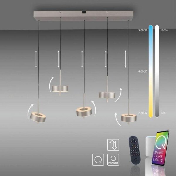 Paul Neuhaus Závěsné LED svítidlo Q-ROTATE, 48W, d. 95 cm, CCT 2700-5000K Barva: Hnědá