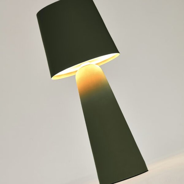 Zelená kovová zahradní stolní LED lampa Kave Home Arenys S