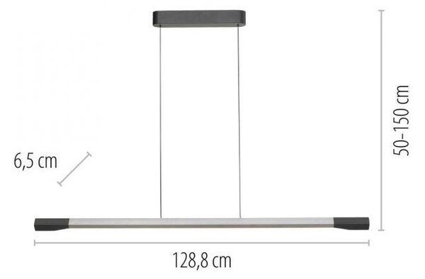 Paul Neuhaus Závěsné LED svítidlo HOOP, 27W, d. 128,8 cm, 3000K stmívatelné SimplyDim a nastavitelnou výškou