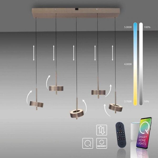 Paul Neuhaus Závěsné LED svítidlo Q-ROTATE, 48W, d. 95 cm, CCT 2700-5000K Barva: Hnědá