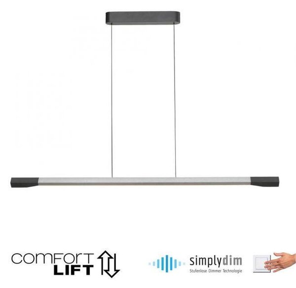 Paul Neuhaus Závěsné LED svítidlo HOOP, 27W, d. 128,8 cm, 3000K stmívatelné SimplyDim a nastavitelnou výškou