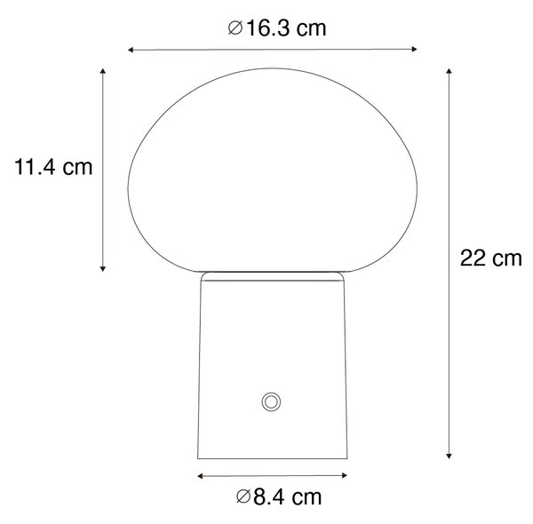 Sada 2 dobíjecích LED stolních lamp hříbek černý - Louise