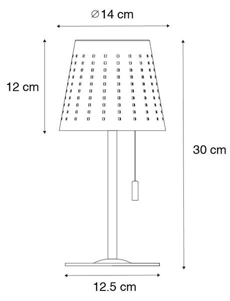 Sada 2 stolních lamp černých včetně LED 3-krokového stmívače dobíjecího a solárního - Ferre