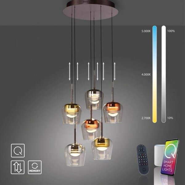 Paul Neuhaus Závěsné LED svítidlo Q-KON, 41W, ø 50 cm, 2700-5000K, Smart Home