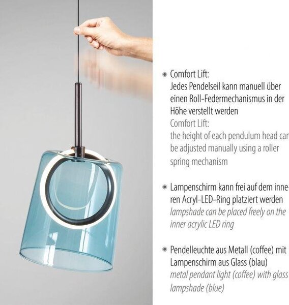 Paul Neuhaus Závěsné LED svítidlo ZULA 7,5W, ø 15,8 cm, 3000K, nastavitelná výška Barva: Zelená