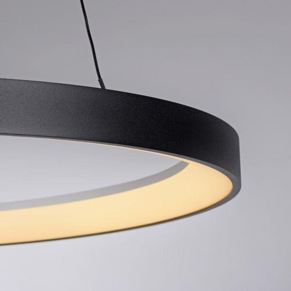 Paul Neuhaus Závěsné LED svítidlo HOOP, 42W, ø 57 cm, 3000K stmívatelné SimplyDim a nastavitelnou výškou Barva: Hliník