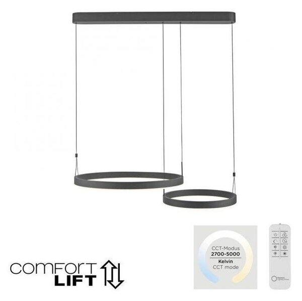 Paul Neuhaus Závěsné LED svítidlo ESKO, 46W, d. 90 cm, CCT 2700-5000K, dálkový ovladač
