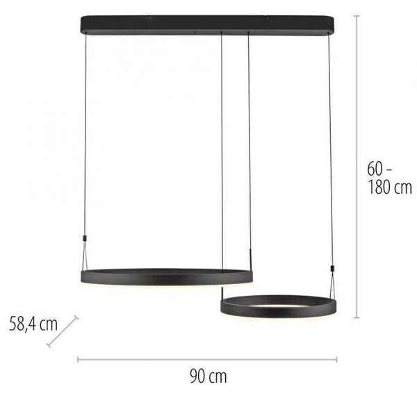 Paul Neuhaus Závěsné LED svítidlo ESKO, 46W, d. 90 cm, CCT 2700-5000K, dálkový ovladač
