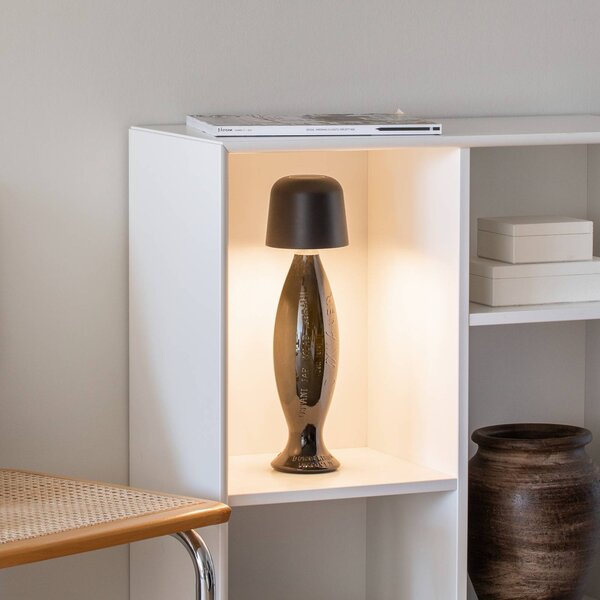 Konstsmide LED stolní lampa na baterie Biot, černá, výška 30 cm, IP54, USB, stmívatelný, Černá, Obývací pokoj / jídelna, Hliník, Moderní
