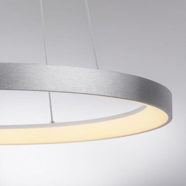 Paul Neuhaus Závěsné LED svítidlo HOOP, 42W, ø 57 cm, 3000K stmívatelné SimplyDim a nastavitelnou výškou Barva: Hliník