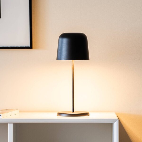 Konstsmide LED stolní lampa na baterie Biot, černá, výška 30 cm, IP54, USB, stmívatelný, Černá, Obývací pokoj / jídelna, Hliník, Moderní