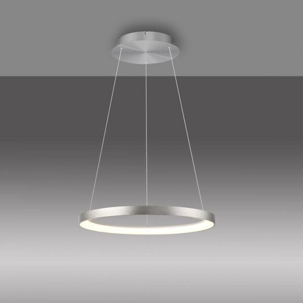 Paul Neuhaus Závěsné LED svítidlo HOOP, 42W, ø 57 cm, 3000K stmívatelné SimplyDim a nastavitelnou výškou Barva: Hliník