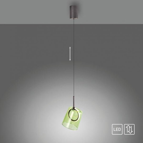Paul Neuhaus Závěsné LED svítidlo ZULA 7,5W, ø 15,8 cm, 3000K, nastavitelná výška Barva: Zelená