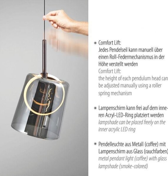 Paul Neuhaus Závěsné LED svítidlo ZULA 7,5W, ø 15,8 cm, 3000K, nastavitelná výška Barva: Zelená