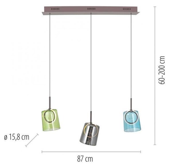 Paul Neuhaus Závěsné LED svítidlo ZULA, 22W, d. 87 cm, 3000K stmívatelné SimplyDim