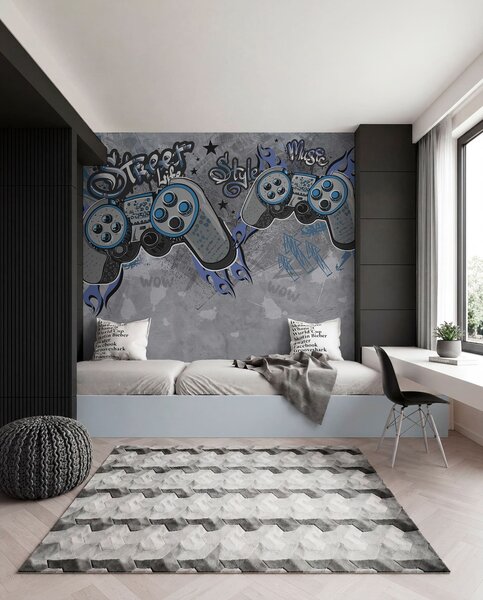 Fototapety Konzole ve stylu street artu na stěně grunge, Fototapety teen room, w04054 : uwalls.cz