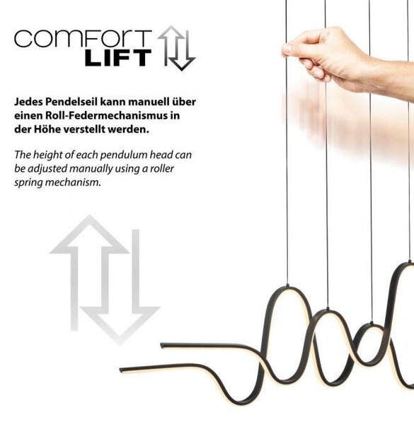 Paul Neuhaus Závěsné LED svítidlo ALTITUDE, 65W, d. 125 cm, 3000K stmívatelné