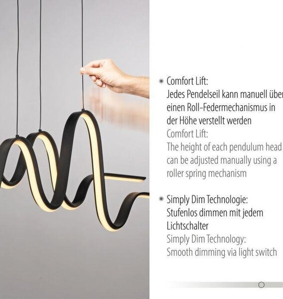 Paul Neuhaus Závěsné LED svítidlo ALTITUDE, 65W, d. 125 cm, 3000K stmívatelné