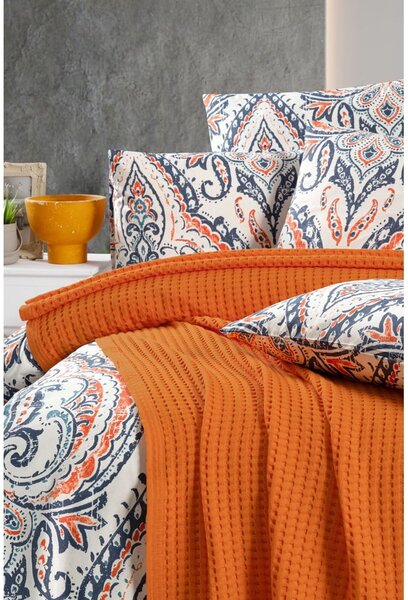 Oranžový bavlněný přehoz 220x240 cm Waffle – Mila Home