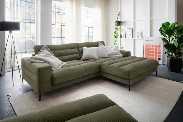 ROHOVÁ SEDAČKA, textil, kompozitní dřevo, olivově zelená Dieter Knoll - Sedací soupravy