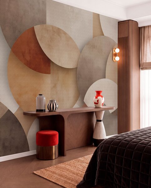 Fototapety texturovaná abstraktní geometrie v teplých hnědých a okrových tónech, Fototapety abstraktní, w04310 : uwalls.cz