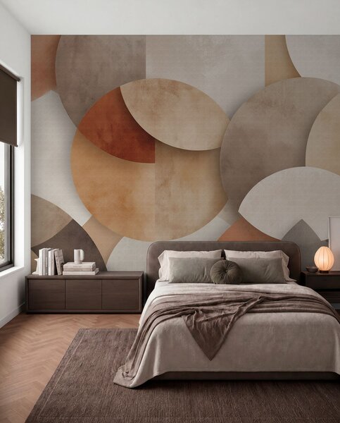 Fototapety texturovaná abstraktní geometrie v teplých hnědých a okrových tónech, Fototapety abstraktní, w04310 : uwalls.cz