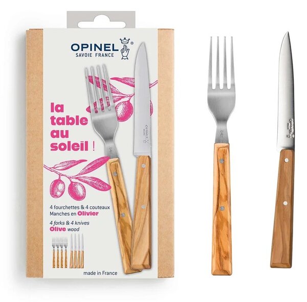 Sada příborů Opinel, 4 páry, oliva