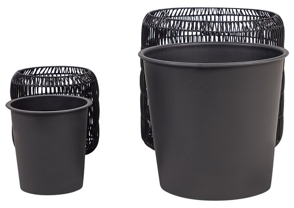 Sada 2 květináčů BRODIEA 26/45 cm Umělý ratan Černá