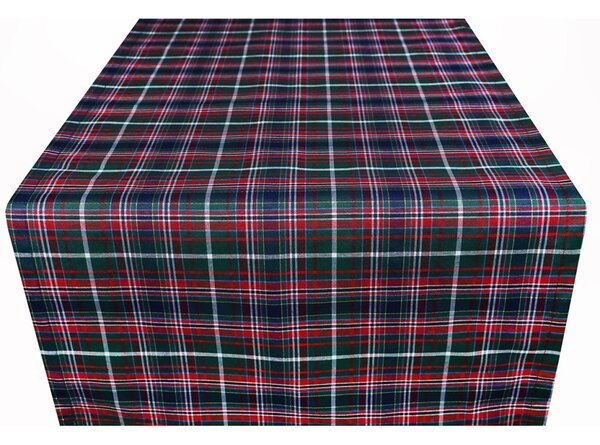 Vánočný běhoun na stůl zelené karó s lurexem Barva Vícebarevná Rozměry 40x100 cm