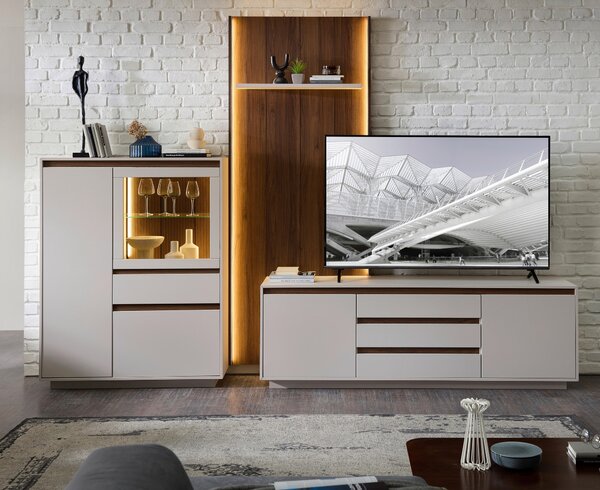 NÍZKÁ KOMODA, barvy ořechu, kašmírová, 190/64/45 cm Stylife - TV stolky & komody pod TV