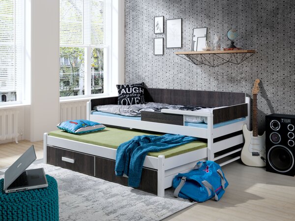 Postel pro děti s přistýlkou 90x190 WADA - bílá / zebrano, pravé provedení