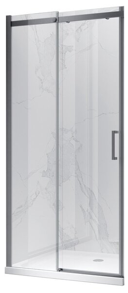 BPS-koupelny Posuvné sprchové dveře KZ09A GR BR 100 kartačovaná ocel/transparent pro instalaci do niky - bez vaničky